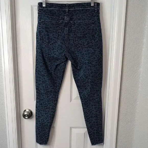 GAP Women's Dark Blue Leopard Print Skinny Jeans Leggings - Picture 6 of 11